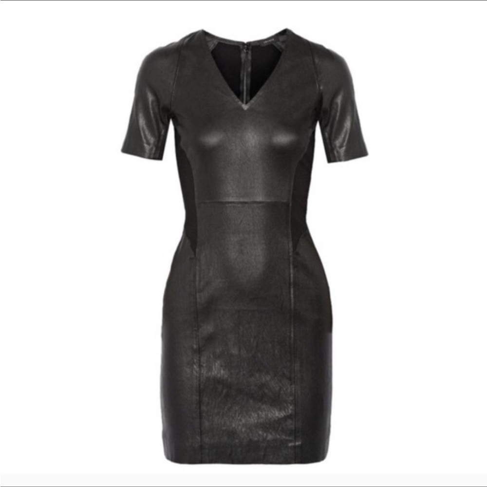 Theory Serto Black Lambskin leather dress size 4